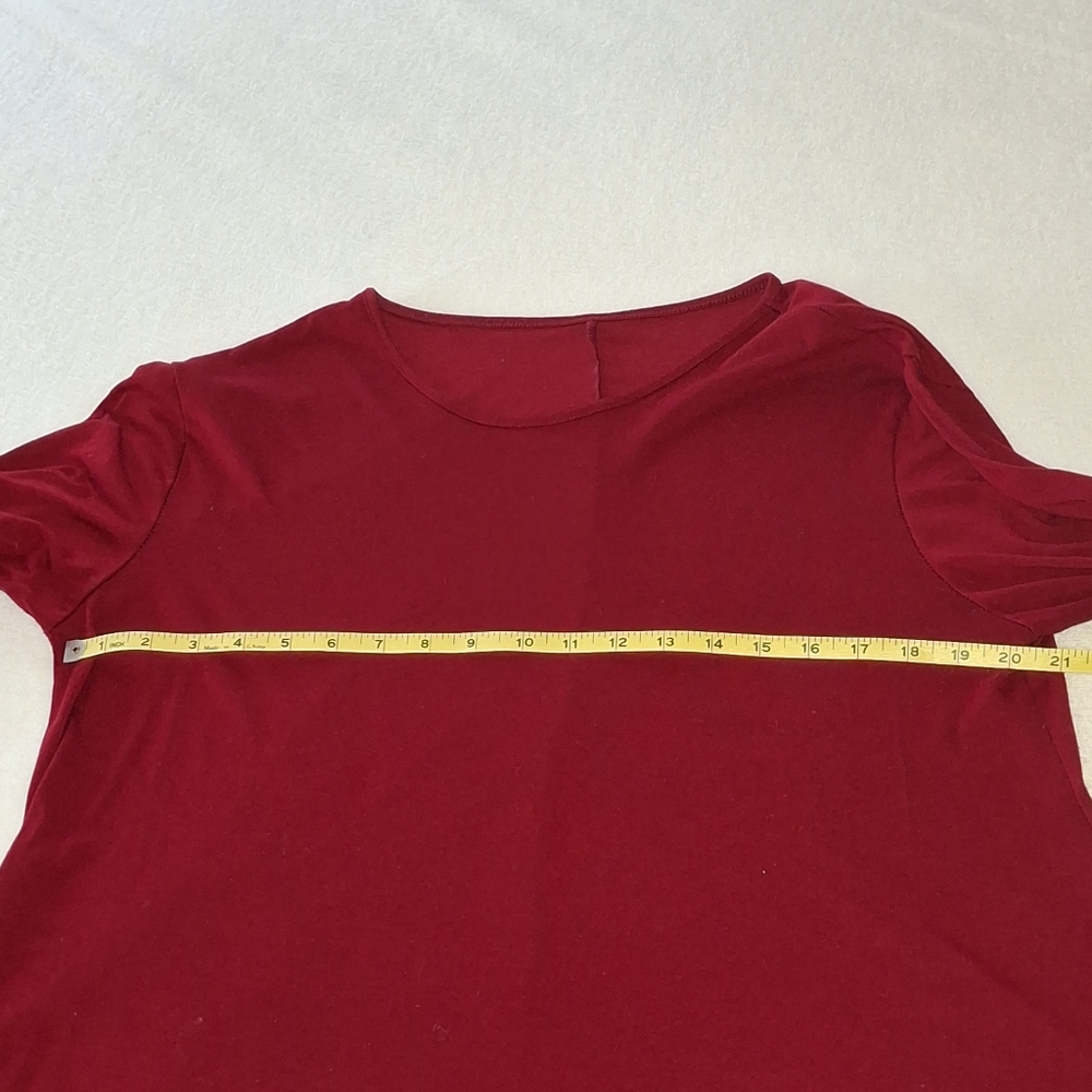 Plus-sized Red 2X Scoop Neck Long Sleeve T-shirt Dress/Tunic With Pockets - Picture 6 of 7